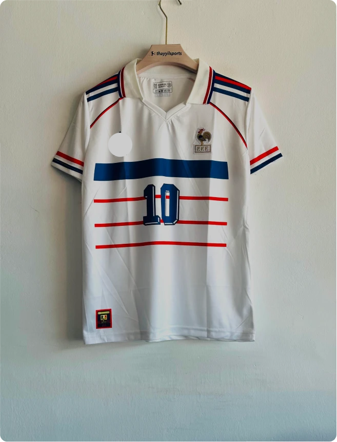 FRANCE 1998 AWAY KIT ZIDANE POLO EMBROIDERY