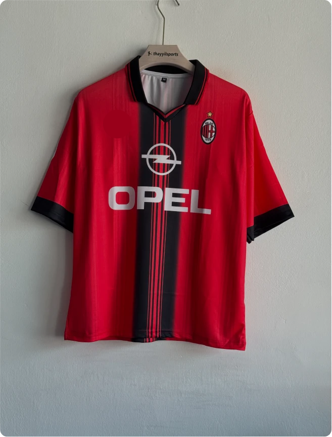 ACMILAN 1998-99 HOME KIT MALDINI FIVESLEEVE POLO