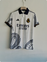 REAL MADRID WHITE DRAGON KIT POLO EMBROIDERY PREMIUM