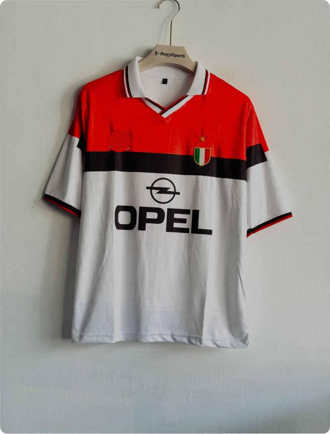 ACMILAN 1994-95 AWAY KIT MALDINI FIVESLEEVE POLO EMBROIDERY PREMIUM