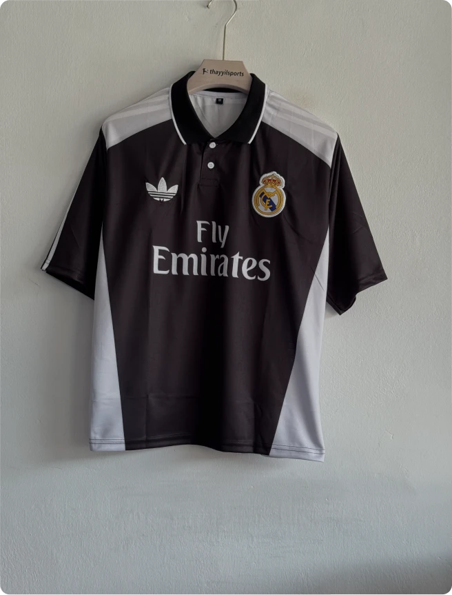REAL MADRID B&W SPECIAL KIT RONALDO FIVESLEEVE POLO EMBROIDERY