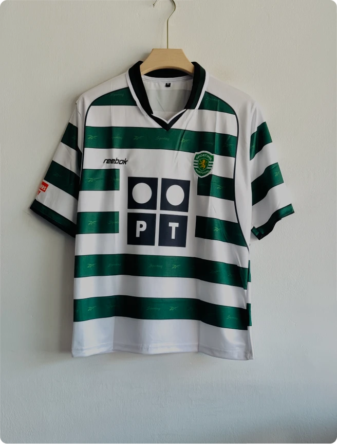 SPORTING 2001-02 HOME KIT RONALDO FIVESLEEVE POLO EMBROIDERY