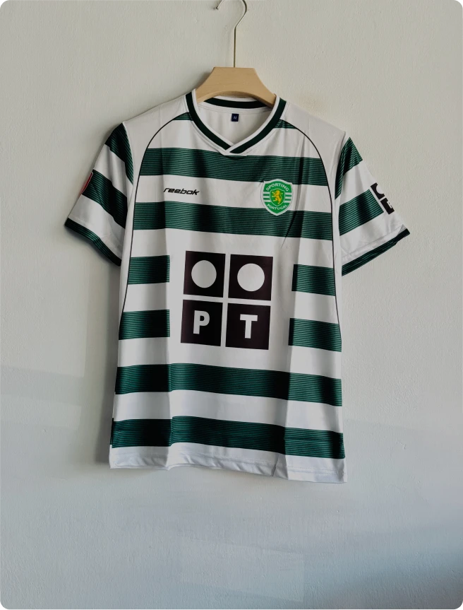 SPORTING 2001-02 HOME KIT RONALDO EMBROIDERY PREMIUM