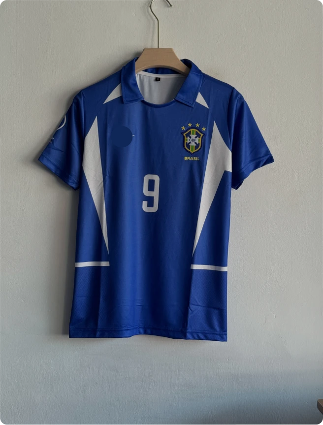 BRAZIL 2002 AWAY KIT RONALDO POLO EMBROIDERY PREMIUM