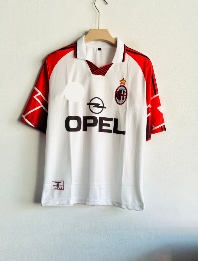 ACMILAN 1997-98 AWAY KIT MALDINI FIVESLEEVE POLO EMBROIDERY PREMIUM