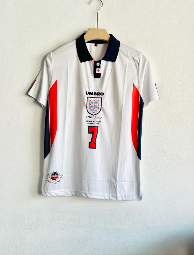 ENGLAND 1998 HOME KIT BECKHAM POLO EMBROIDERY PREMIUM