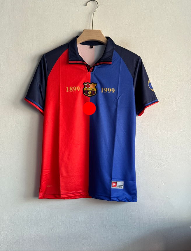 BARCELONA 1999-2000 HOME KIT PUYOL POLO EMBROIDERY PREMIUM