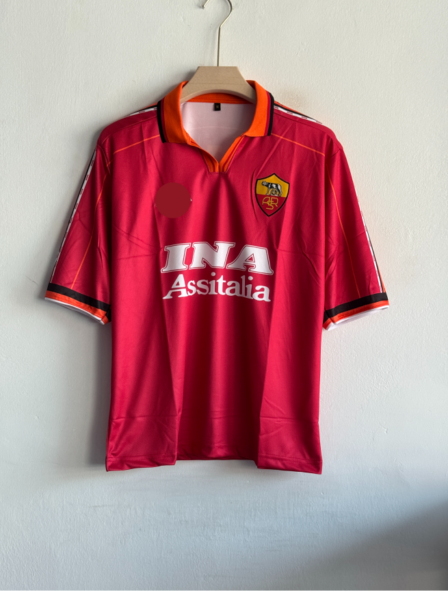 ROMA 1999-2000 HOME KIT TOTTI FIVESLEEVE POLO EMBROIDERY PREMIUM