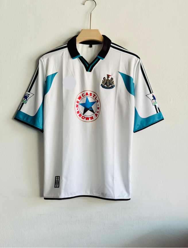 NEWCASTLE 1999-2000 AWAY KIT SHEARER FIVESLEEVE POLO EMBROIDERY PREMIUM