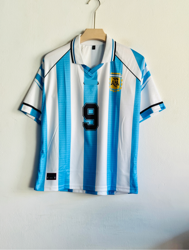 ARGENTINA 1994 HOME KIT BATISTUTA FIVESLEEVE POLO