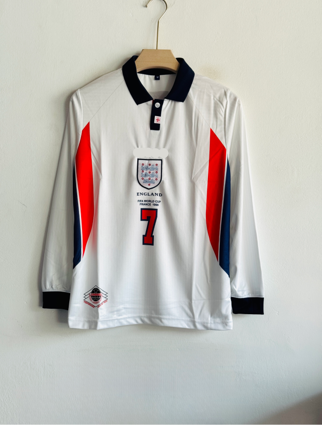 ENGLAND 1998 HOME KIT BECKHAM FULLSLEEVE POLO EMBROIDERY PREMIUM