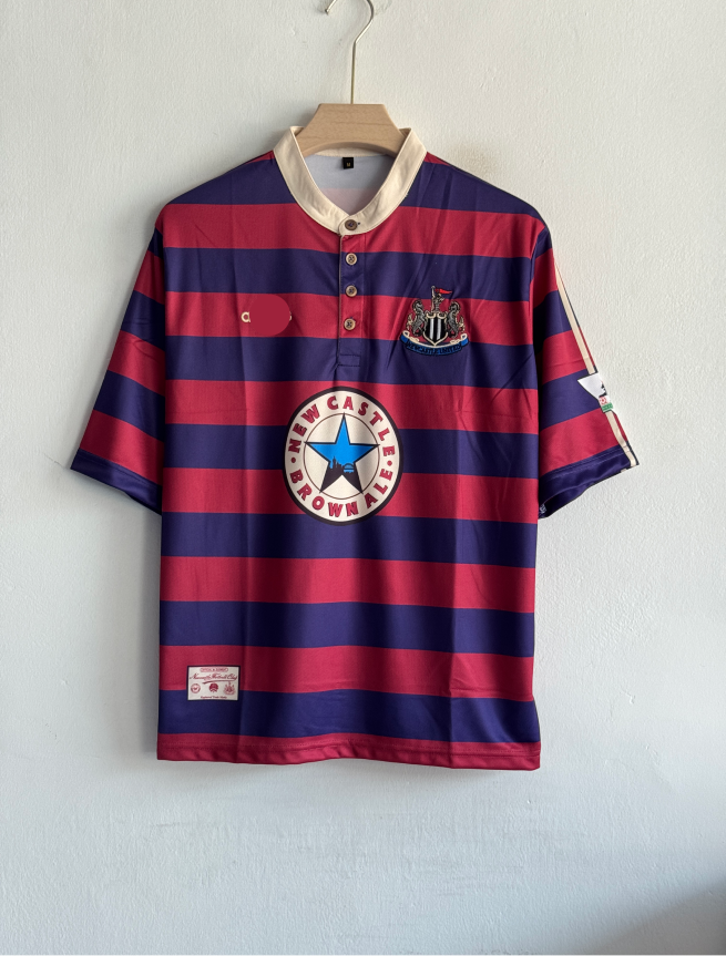 NEWCASTLE 1995-96 AWAY KIT GINOLA FIVESLEEVE POLO EMBROIDERY PREMIUM