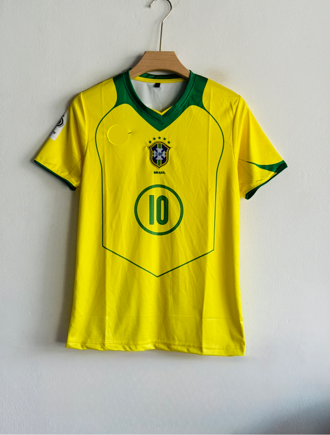BRAZIL 2004 HOME KIT RONALDINHO EMBROIDERY PREMIUM