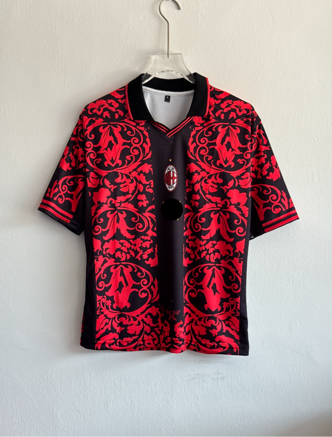 ACMILAN BLACK FLORAL SPECIAL KIT MALDINI FIVESLEEVE POLO