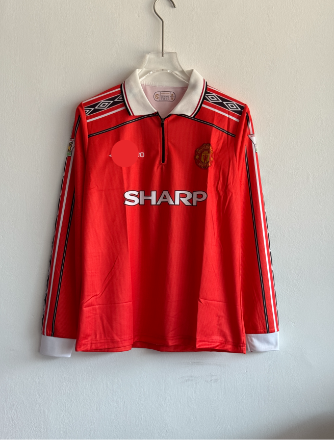 MANCHESTER UNITED 1998-99 HOME KIT BECKHAM FULLSLEEVE POLO EMBROIDERY