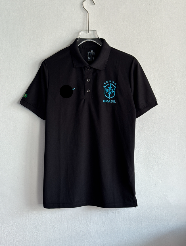 TSHIRT BRAZIL BLACK POLO EMBROIDERY PREMIUM