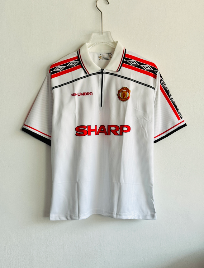 MANCHESTER UNITED 1998-99 THIRD KIT BECKHAM FIVESLEEVE POLO EMBROIDERY WITH ZIP