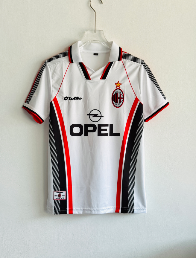 ACMILAN 1997-98 AWAY KIT MALDINI POLO EMBROIDERY PREMIUM