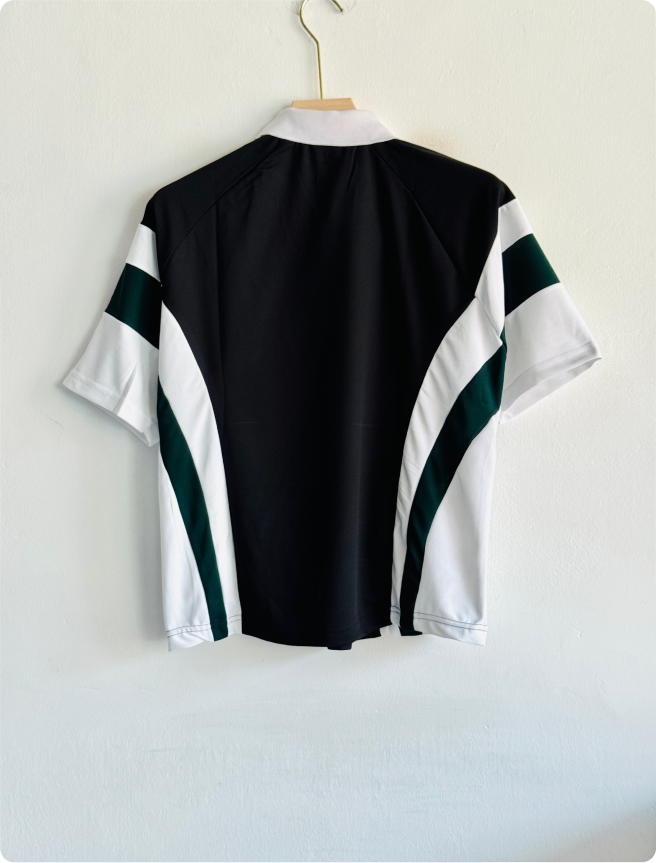 TSHIRT REAL MADRID BLACK & GREEN FIVESLEEVE POLO WITH ZIP
