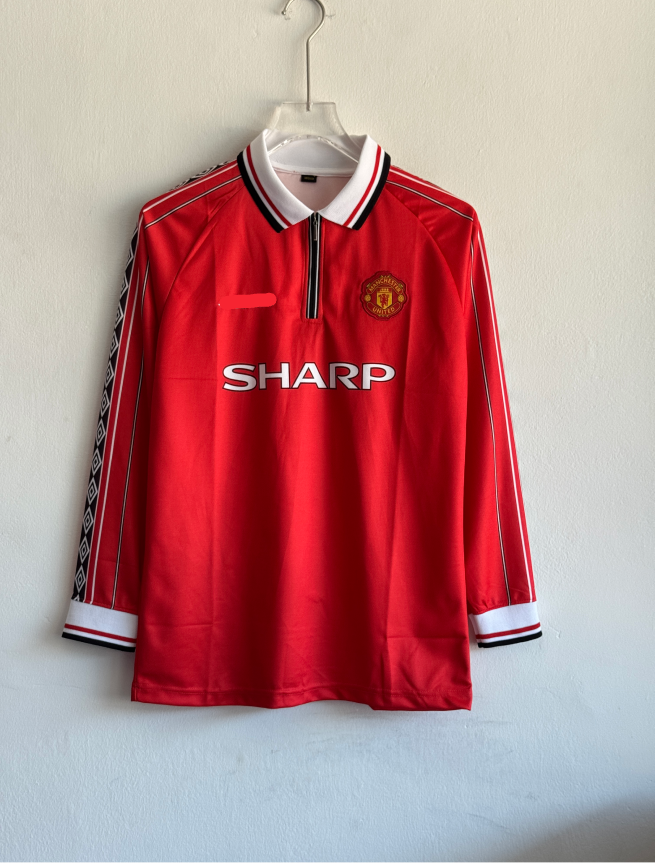 MANCHESTER UNITED 1998-99 HOME KIT BECKHAM FULLSLEEVE POLO EMBROIDERY PREMIUM