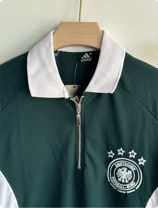 TSHIRT GERMANY GREEN FIVESLEEVE POLO WITH ZIP