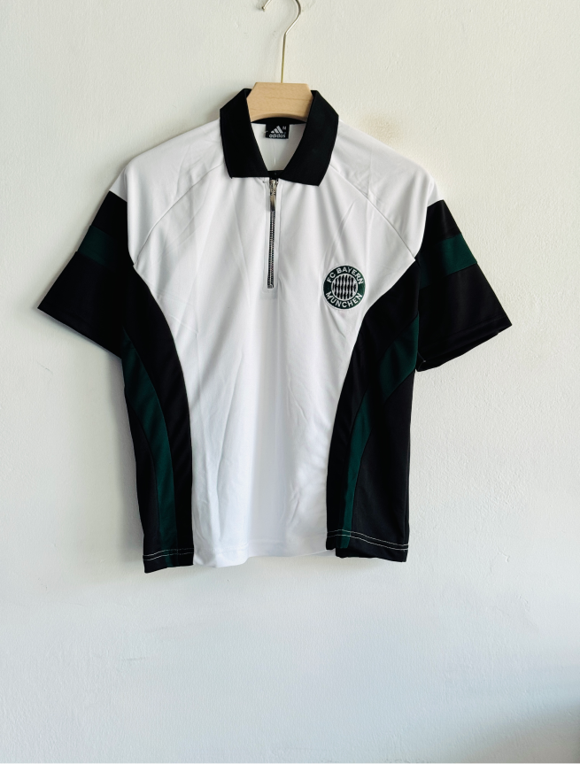 TSHIRT BAYERN WHITE FIVESLEEVE POLO WITH ZIP