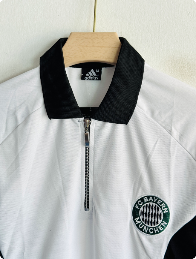 TSHIRT BAYERN WHITE FIVESLEEVE POLO WITH ZIP