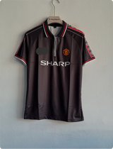 MANCHESTER UNITED 1998 BLACK KIT BECKHAM POLO EMBROIDERY PREMIUM