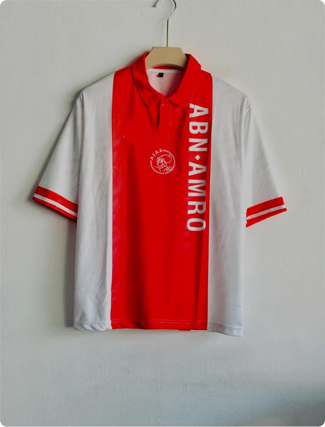 AJAX 1993 HOME KIT CRUYFF FIVESLEEVE POLO EMBROIDERY PREMIUM